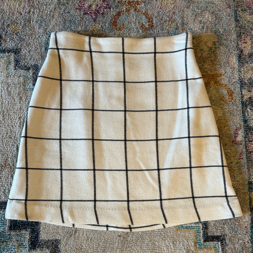 Checkered A-Line Wool Mini Skirt